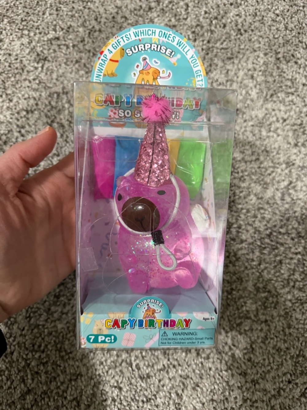 Surprise Pink capybera birthday squishy  - 7 Pc